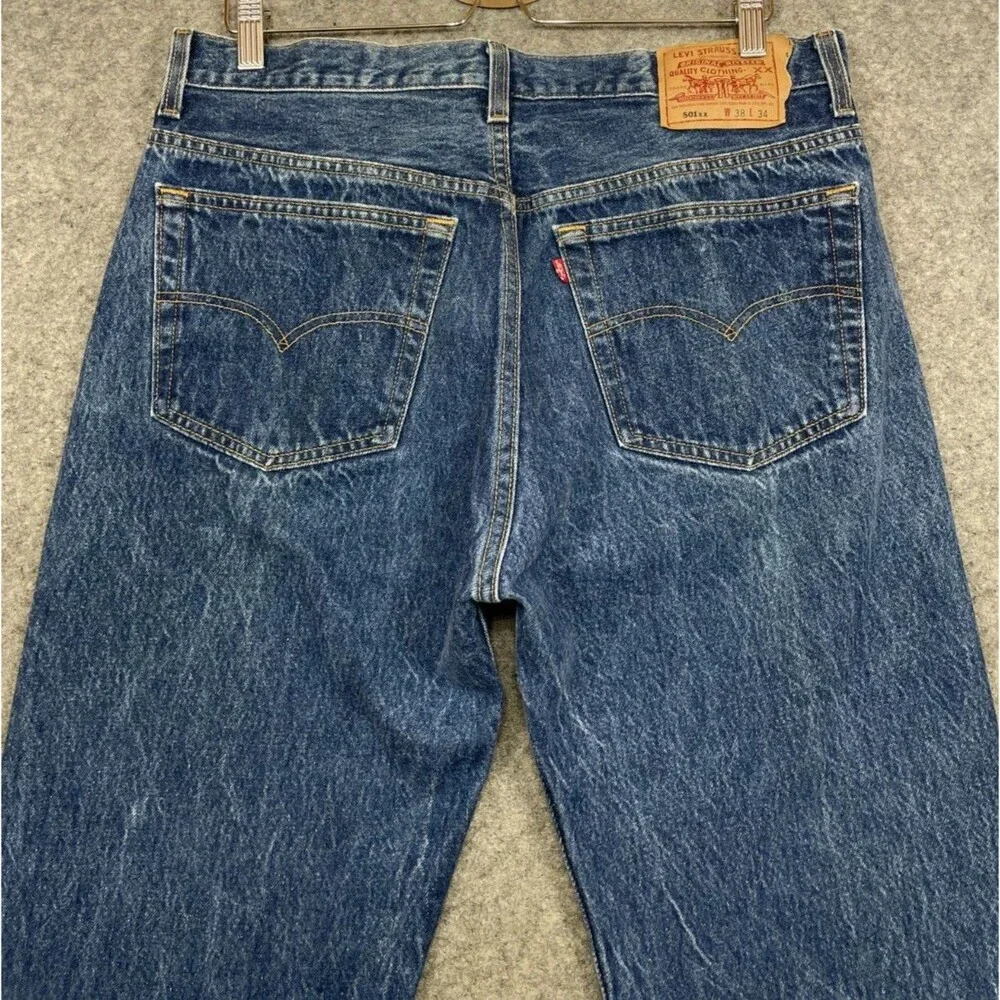 Vintage Levi's 501xx Jeans Mens 34x30 Blue Distressed USA 90s Button Fly Levis